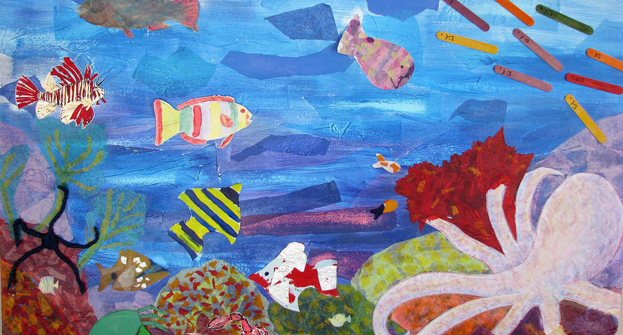 Ocean artwork created by students