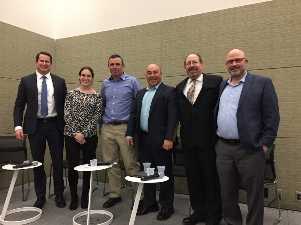 The panelists! From left: Rep. Seth Moulton, his Regional Director Morgan Bell, Michael Lane of the Mass. Lobstermen's Association, Martin Noel of the Association des Pêcheurs Professionels Crabiers Acadiens, Rich Stavis of Stavis Seafoods, and Dr. Tim Werner of the Anderson Cabot Center