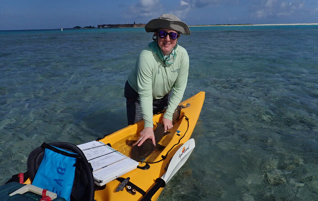 Aquarist Lindsay Phenix in the Dry Tortugas