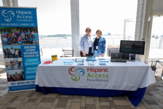 Margaret Lamphier Meier and Sofia Barboza of the Hispanic Access Foundation joined the Aquarium for World Ocean Day this past June.