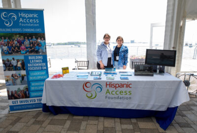 Margaret Lamphier Meier and Sofia Barboza of the Hispanic Access Foundation joined the Aquarium for World Ocean Day this past June.